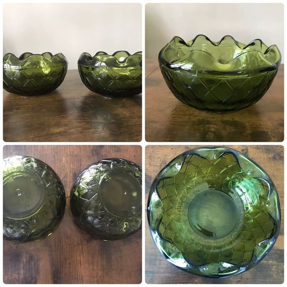 Vintage Glass Mid Century Bowls Scalloped Edges Glass Bowls Set of 3